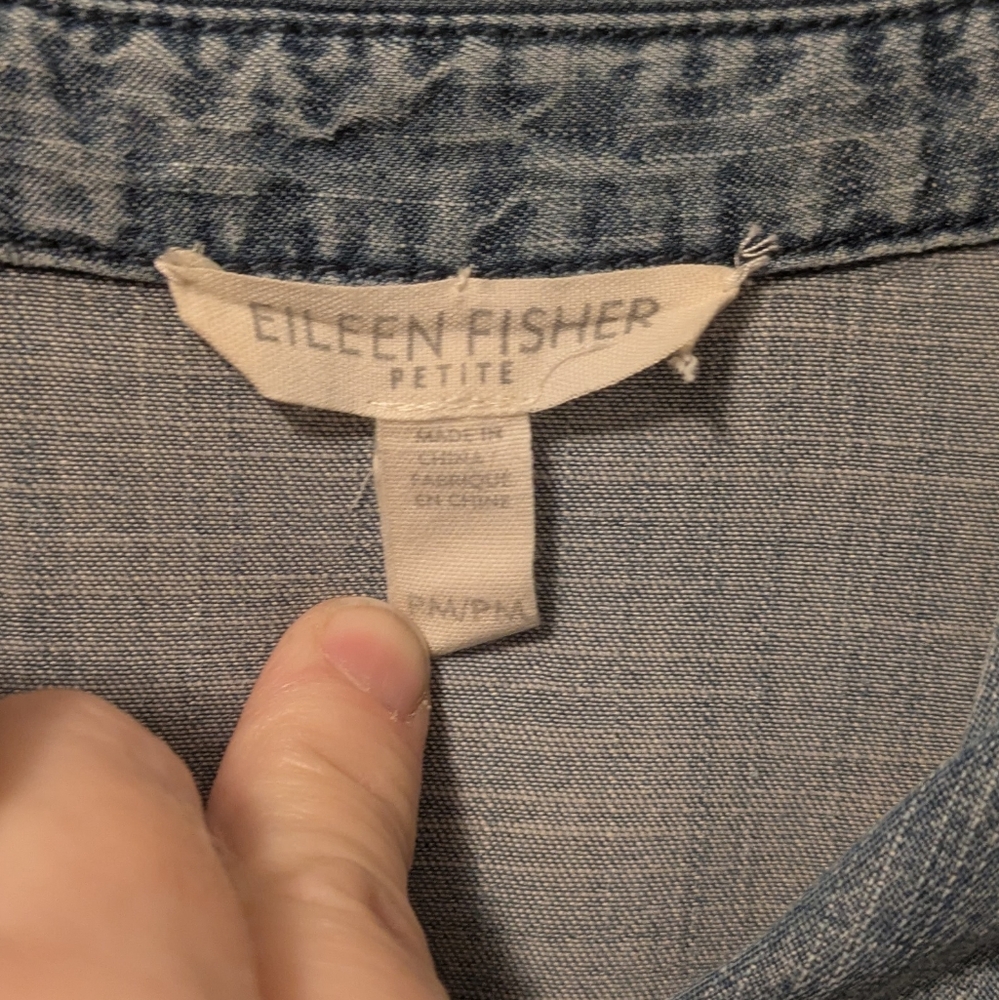 Eileen Fisher Blue Denim Shirt - Picture 3 of 4